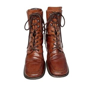 VIA SPIGA BROWN LEATHER LACE UP ANKLE BOOTS SZ 7